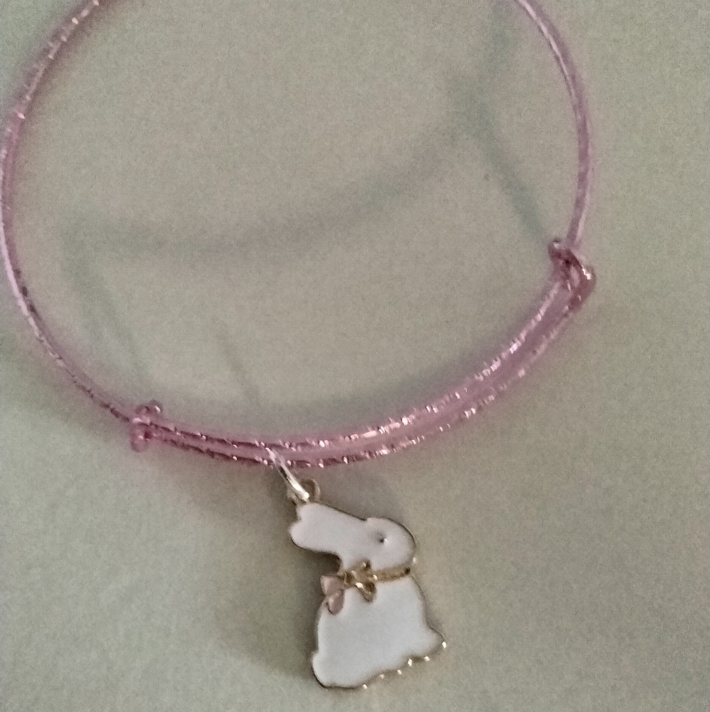 White bunny on pink bracelet